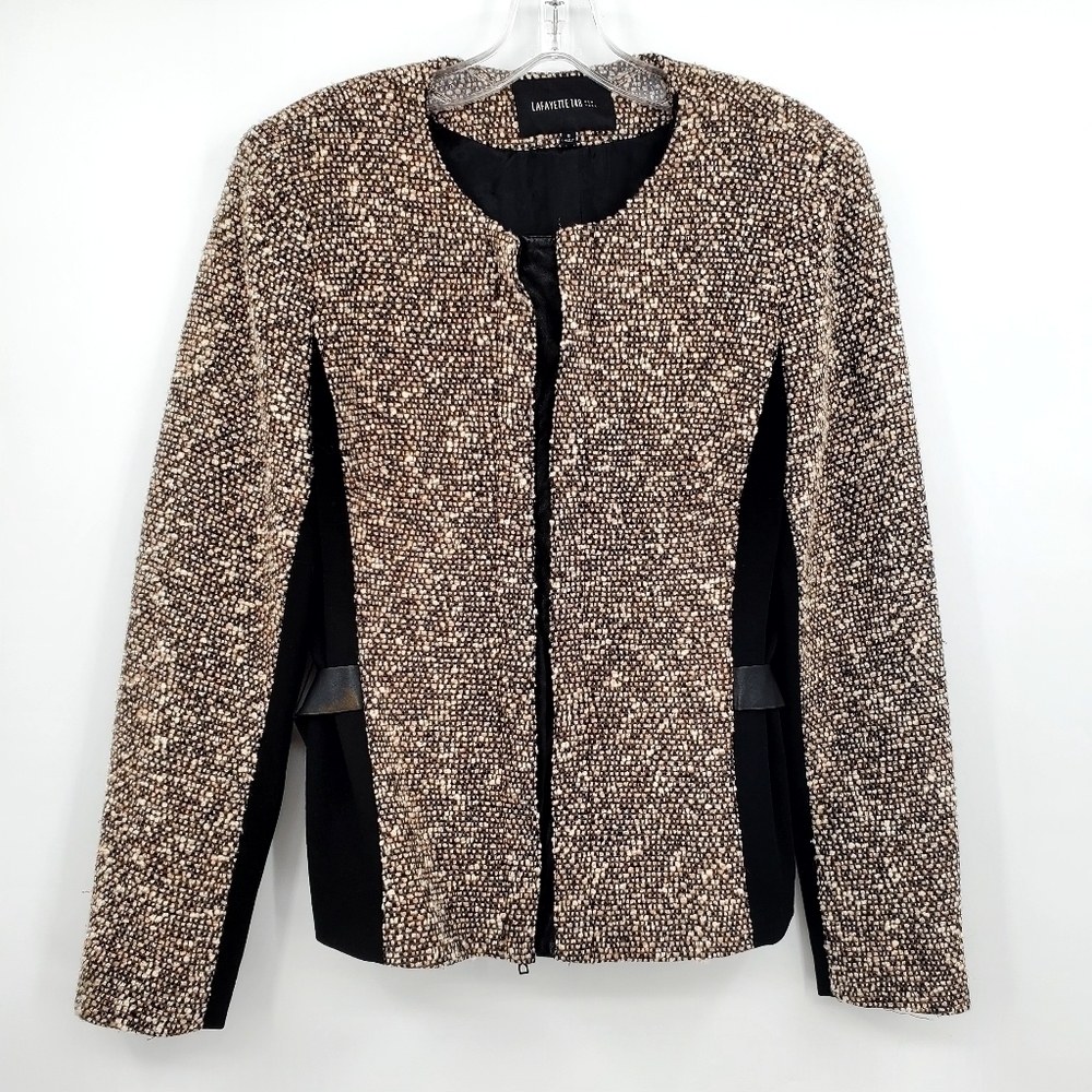 Lafayette 148 New York Wool Mix Metallic Golden Tweed Blazer